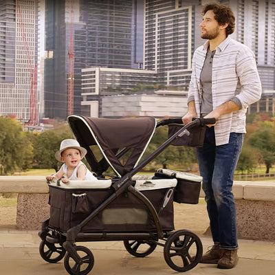 Expedition 2-in-1 Stroller Wagon PLUS w/Canopy & Basket, Modern Khaki (Open Box)