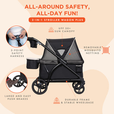 Baby Trend Expedition 2-in-1 Stroller Wagon PLUS w/Canopy & Basket, Modern Khaki (For Parts)