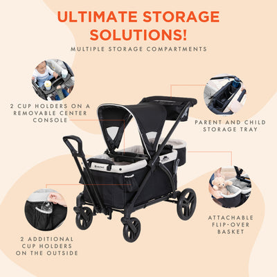 Baby Trend Expedition 2-in-1 Stroller Wagon PLUS w/Canopy & Basket, Modern Khaki (For Parts)