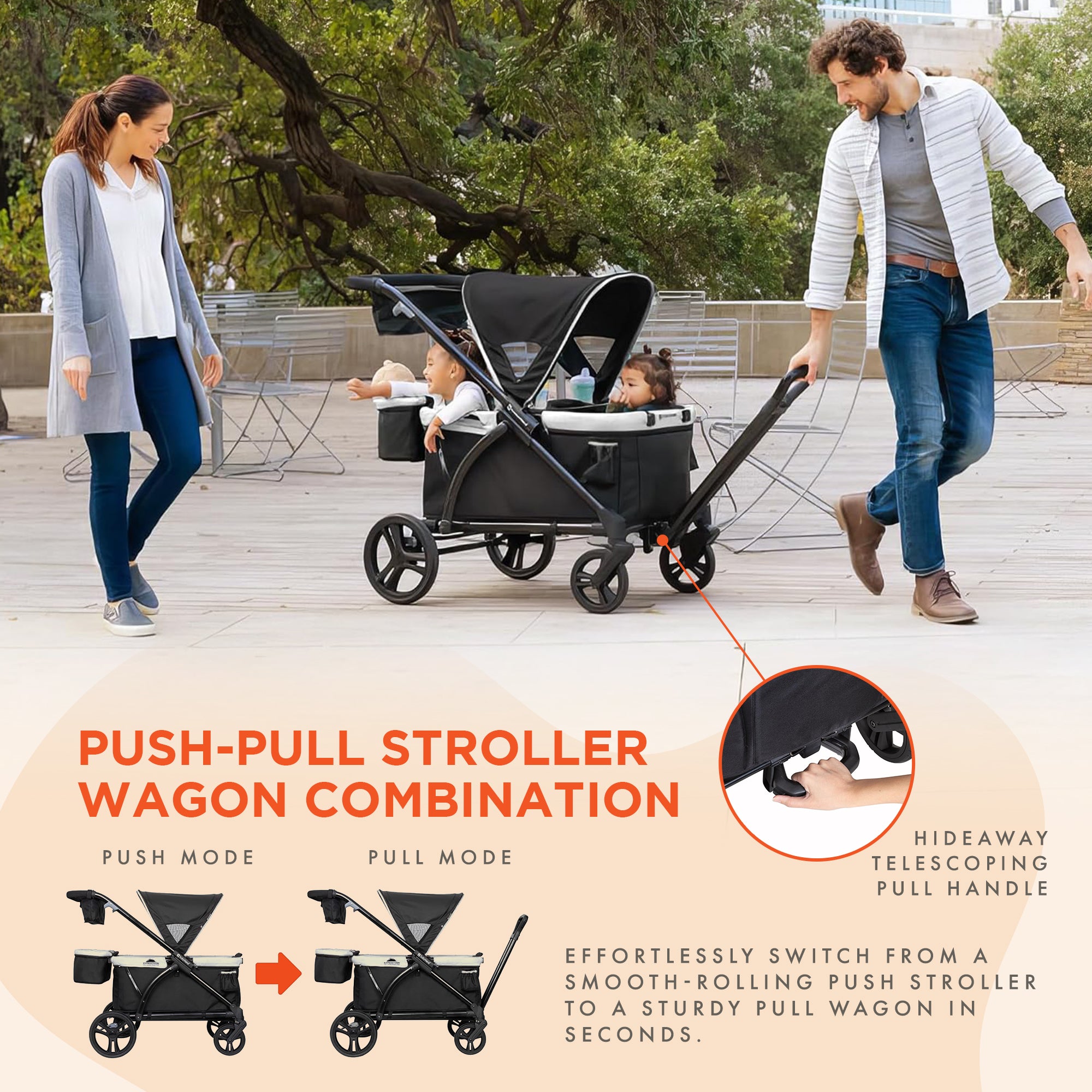 Expedition 2-in-1 Stroller Wagon PLUS w/Canopy & Basket, Modern Khaki (Open Box)