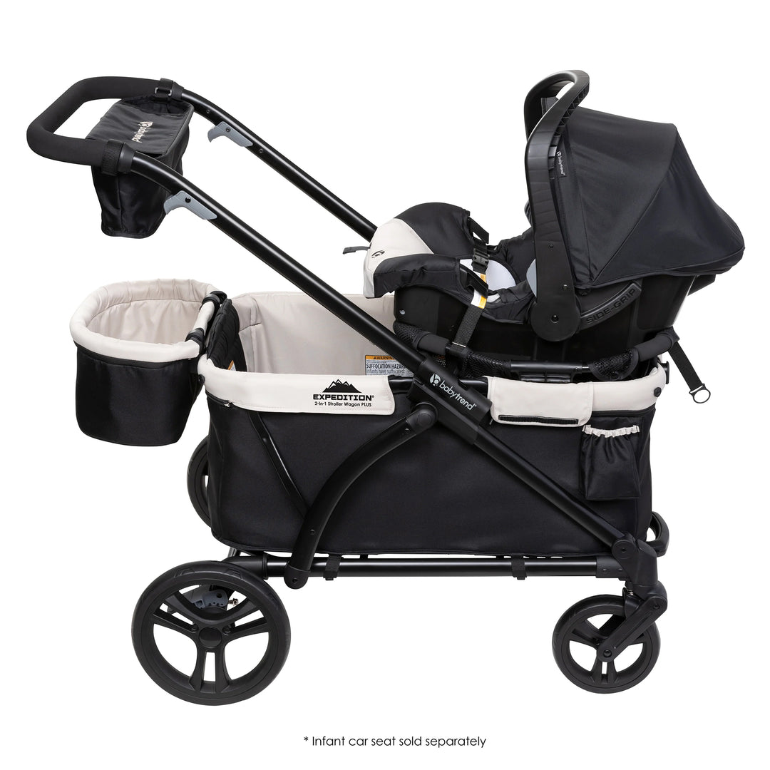 Baby Trend Expedition 2n1 Stroller Wagon w/Canopy & Basket, Modern Khaki (Used) - VMInnovations