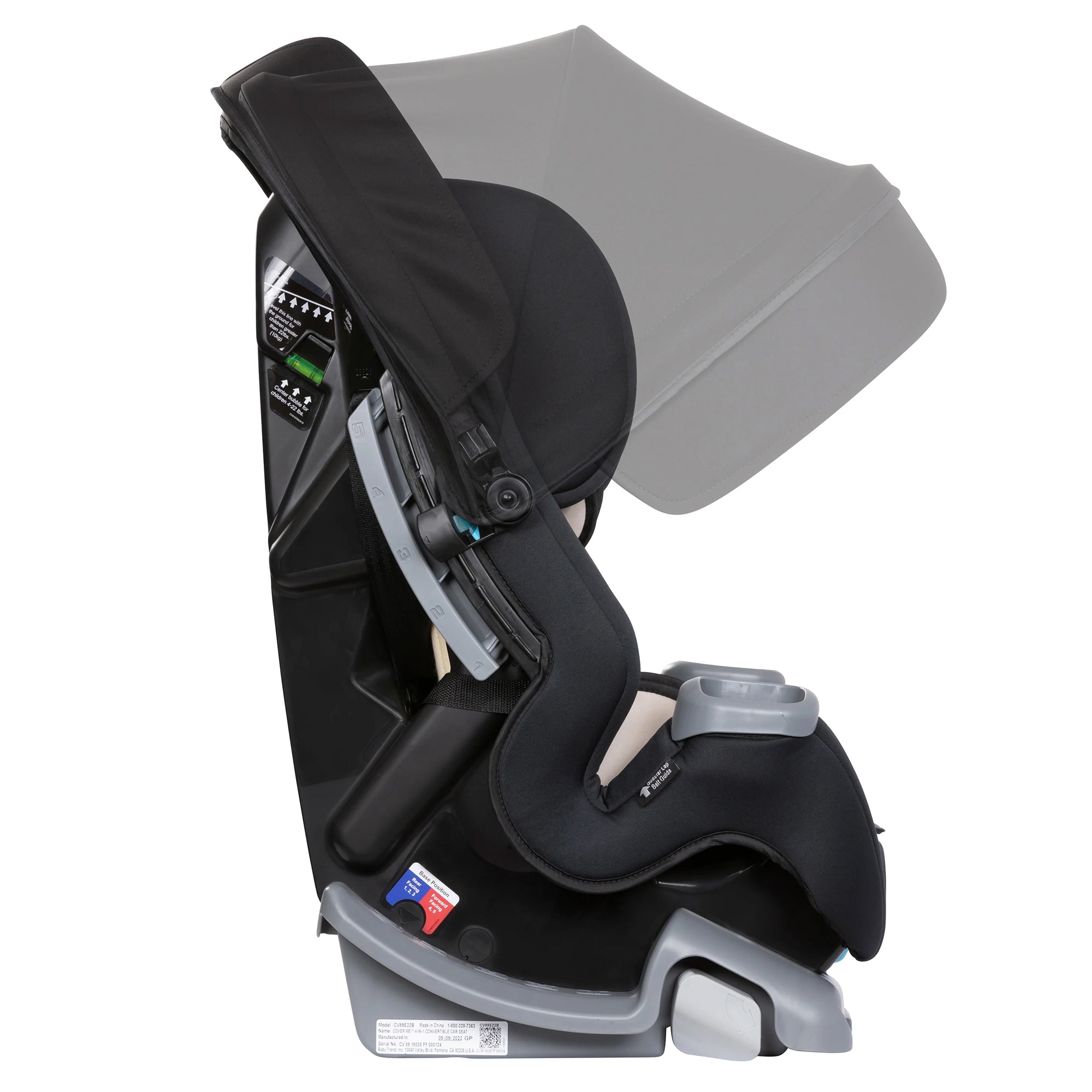 Baby Trend Cover Me 4 in 1 Convertible Car Seat with Adjustable Canopy, Black - VMInnovations