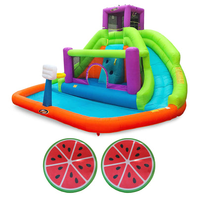 Magic Time Double Hurricane Slide & Comfy Floats Sun Disc Float, Melon (2 Pack) - VMInnovations