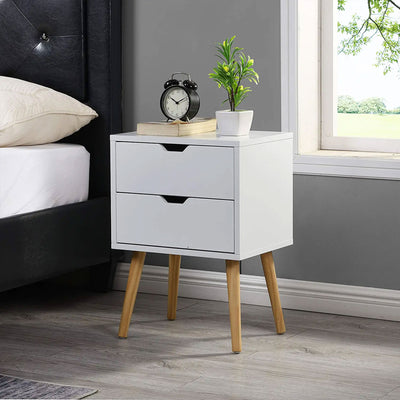 Modern Wooden Nightstand End Side Table with 2 Storage Drawers (Used) - VMInnovations