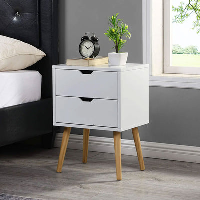 Sweetgo Modern Wooden Nightstand Table with 2 Storage Drawers, (2) (Open Box)