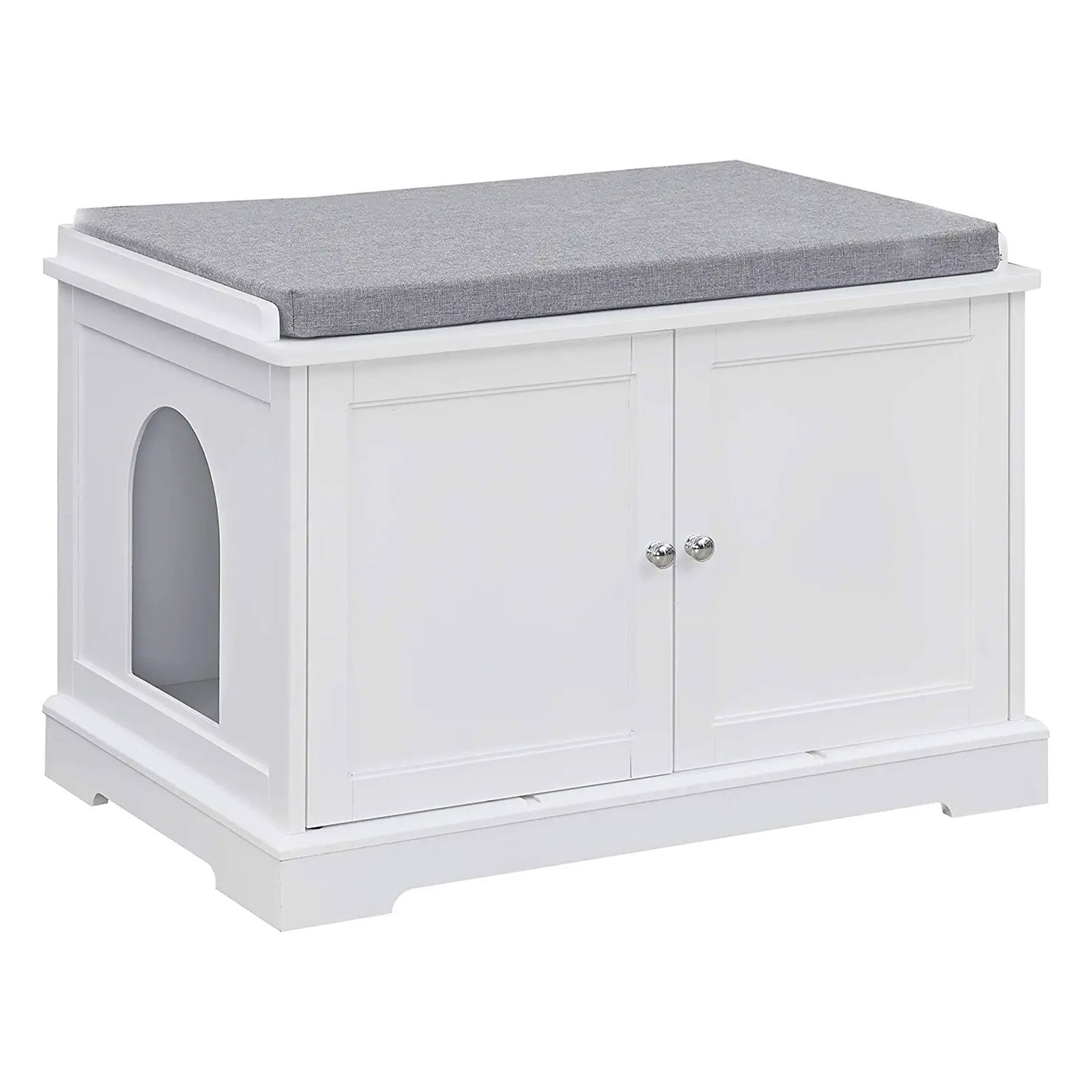 Sweetgo Cat Washroom Bench Litter Box Cover w/ Partition Wall, White (For Parts) - VMInnovations
