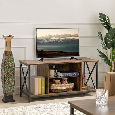 KSWIN Entertainment TV Stand for 50" TV w/LED Lights, Rustic Brown (For Parts) - VMInnovations