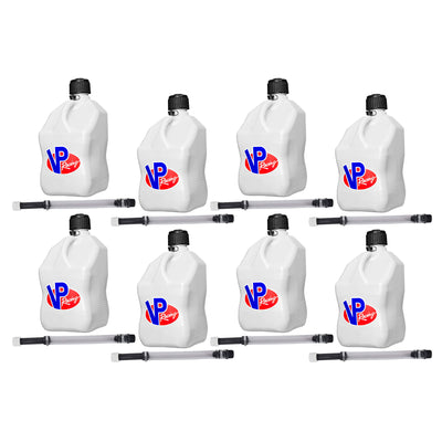 VP Racing 5.5 Gal Motorsport Racing Liquid Container Utility Jug, White (8 Pack)