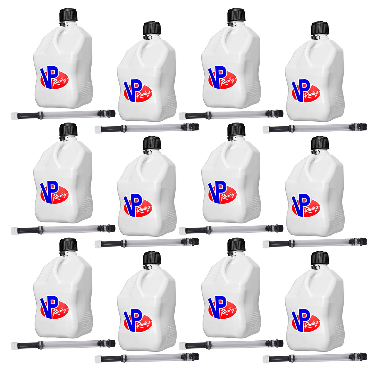 VP Racing 5.5 Gal Motorsport Racing Liquid Container Utility Jug, White (12 Set)