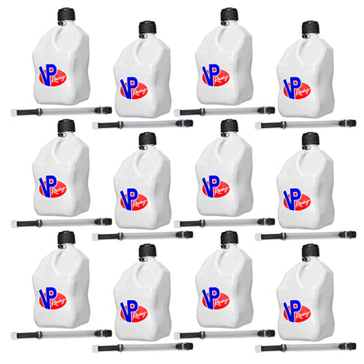 VP Racing 5.5 Gal Motorsport Racing Liquid Container Utility Jug, White (12 Set)