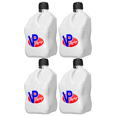 VP Racing 5.5 Gallon Motorsport Racing Container Utility Jug Can, White (4 Pack)