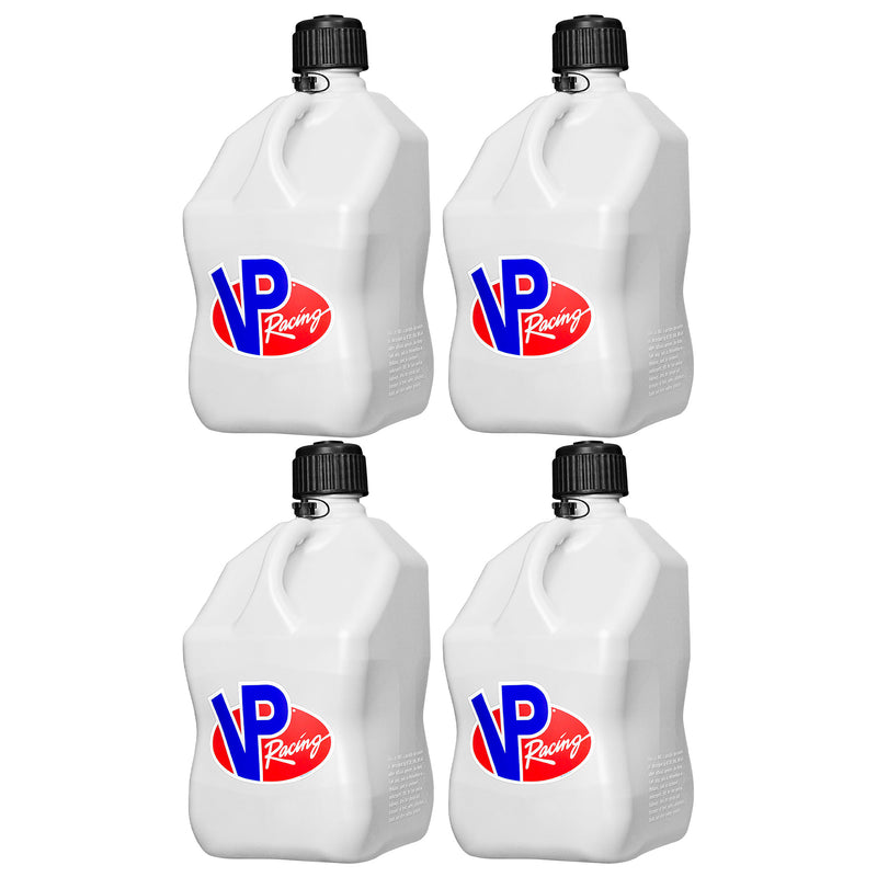 VP Racing 5.5 Gallon Motorsport Racing Container Utility Jug Can, White (4 Pack)