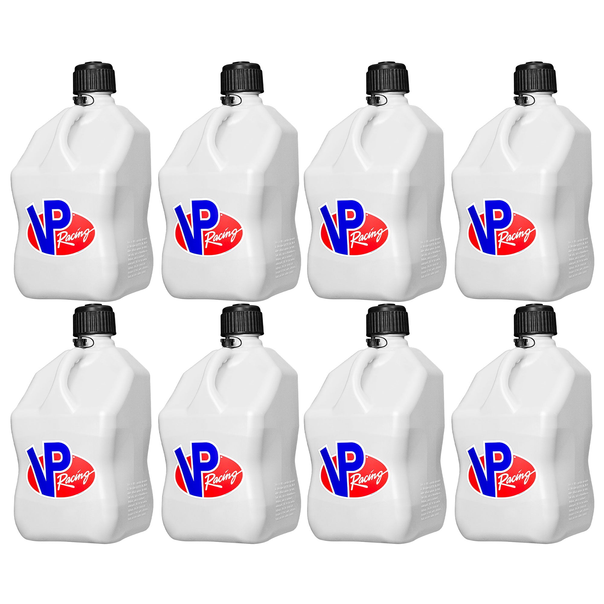 VP Racing 5.5 Gallon Motorsport Racing Container Utility Jug Can, White (8 Pack) - VMInnovations