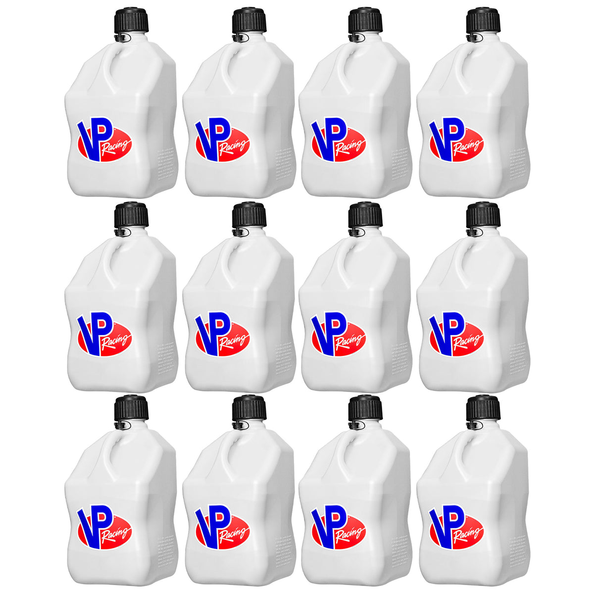 VP Racing 5.5 Gal Motorsport Racing Container Utility Jug Can, White (12 Pack)