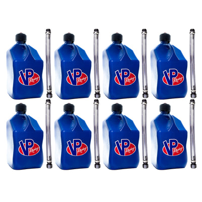 VP Racing 5.5 Gallon Utility Jug and 14 Inch Deluxe Hose, Blue (8 Pack)