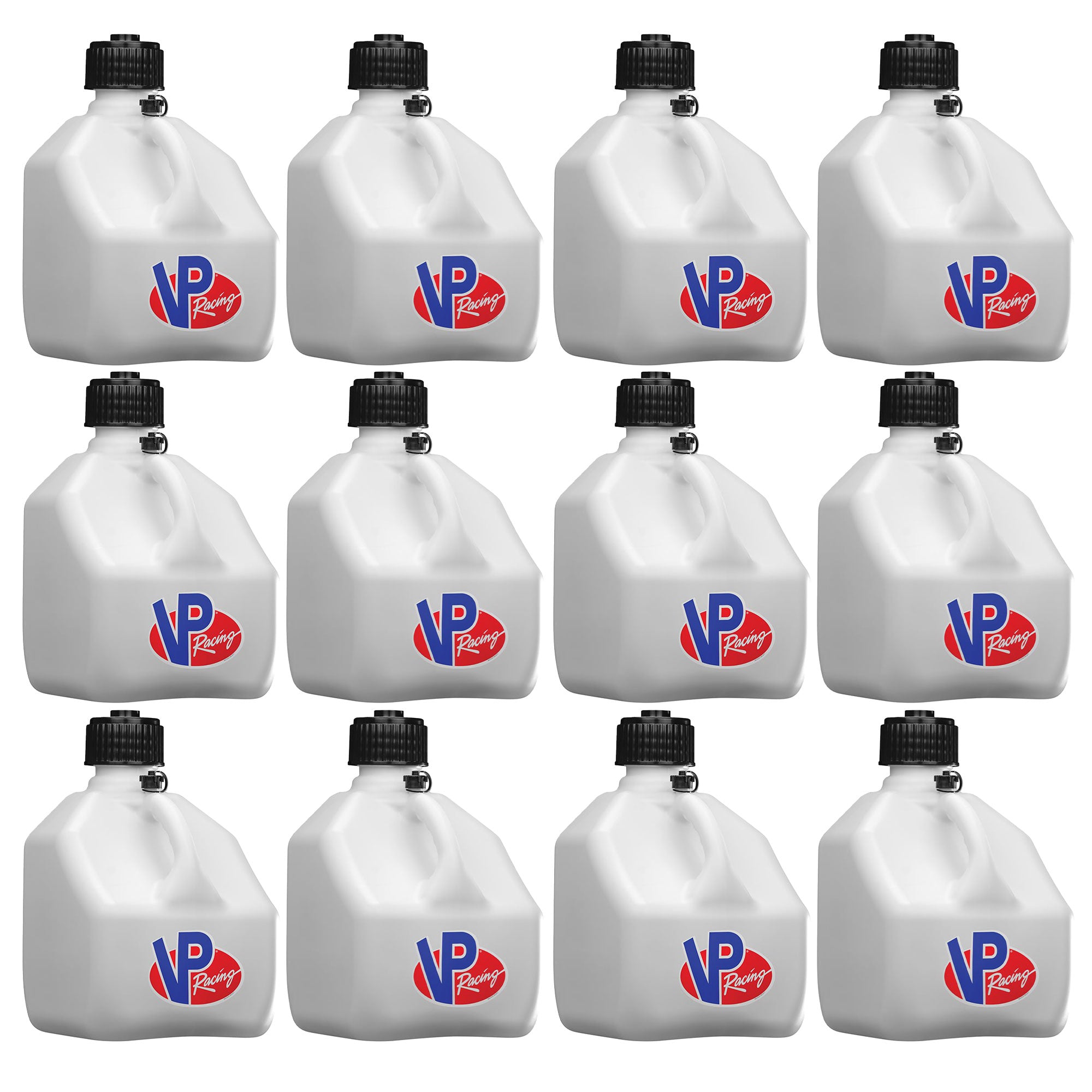 VP Racing 3 Gal Square Portable Liquid Container Utility Jug, White (12Pk)
