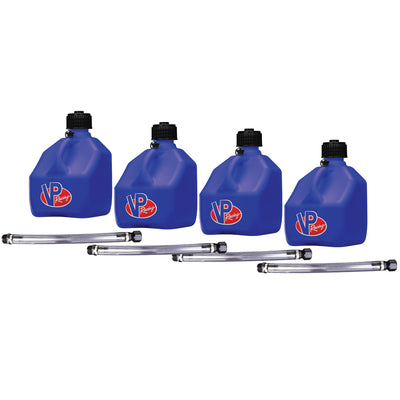 VP Racing 3 Gal Motorsport Liquid Utility Container Jugs w/ Hoses, Blue (4 Pack)