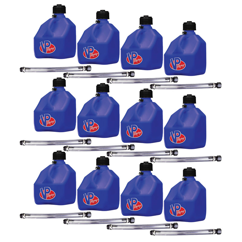VP Racing 3 Gal Liquid Utility Jugs with Hoses, Blue (12 Pack)