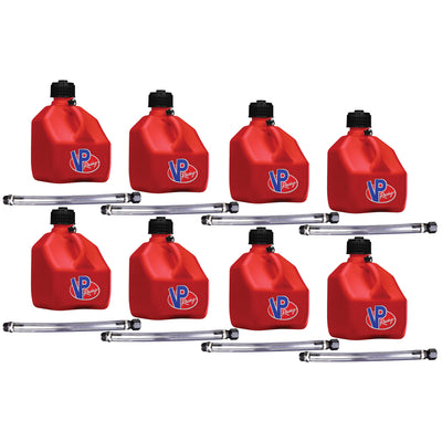 VP Racing 3 Gal Square Racing Liquid Container Utility Jug, Red (8 Pack)