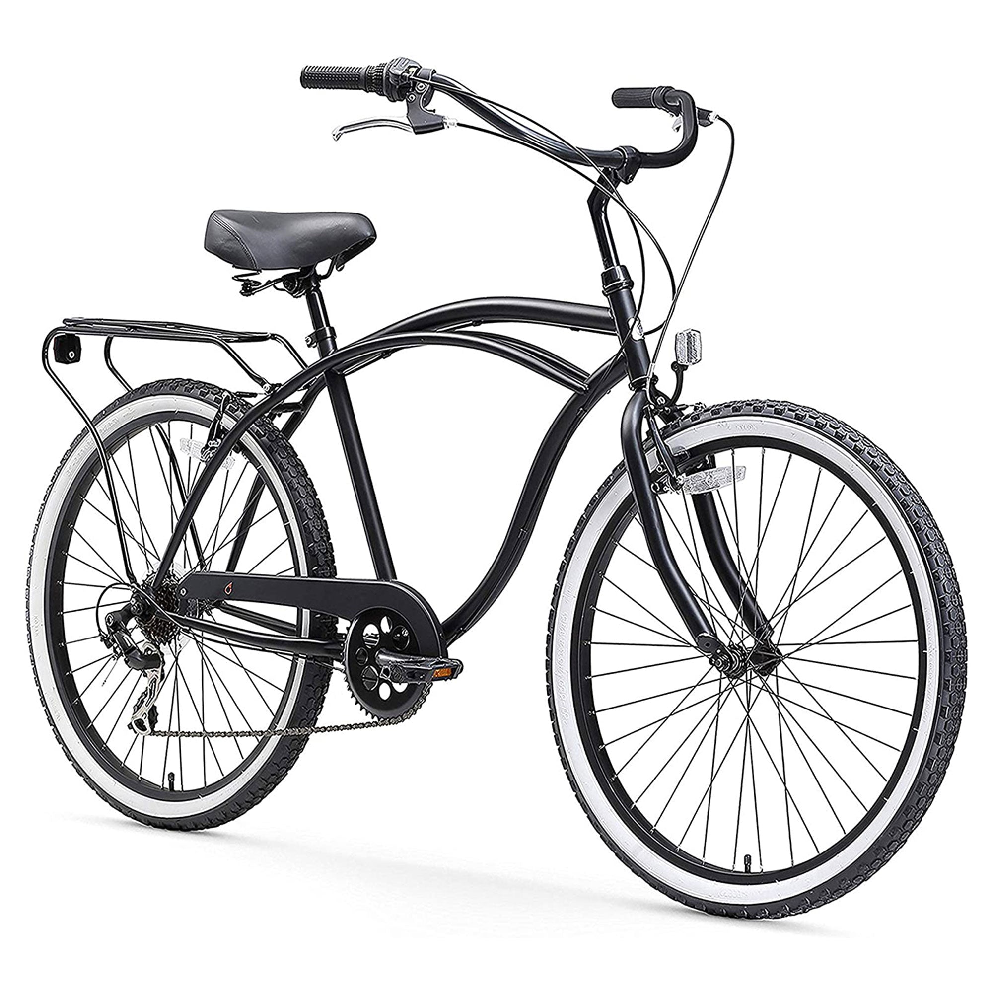 sixthreezero Men's Around the Block 21 Speed Beach Cruiser Bicycle, Matte Black