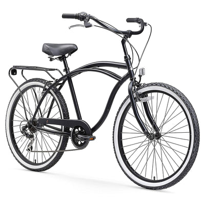sixthreezero Men's Around the Block 21 Speed Beach Cruiser Bicycle, Matte Black