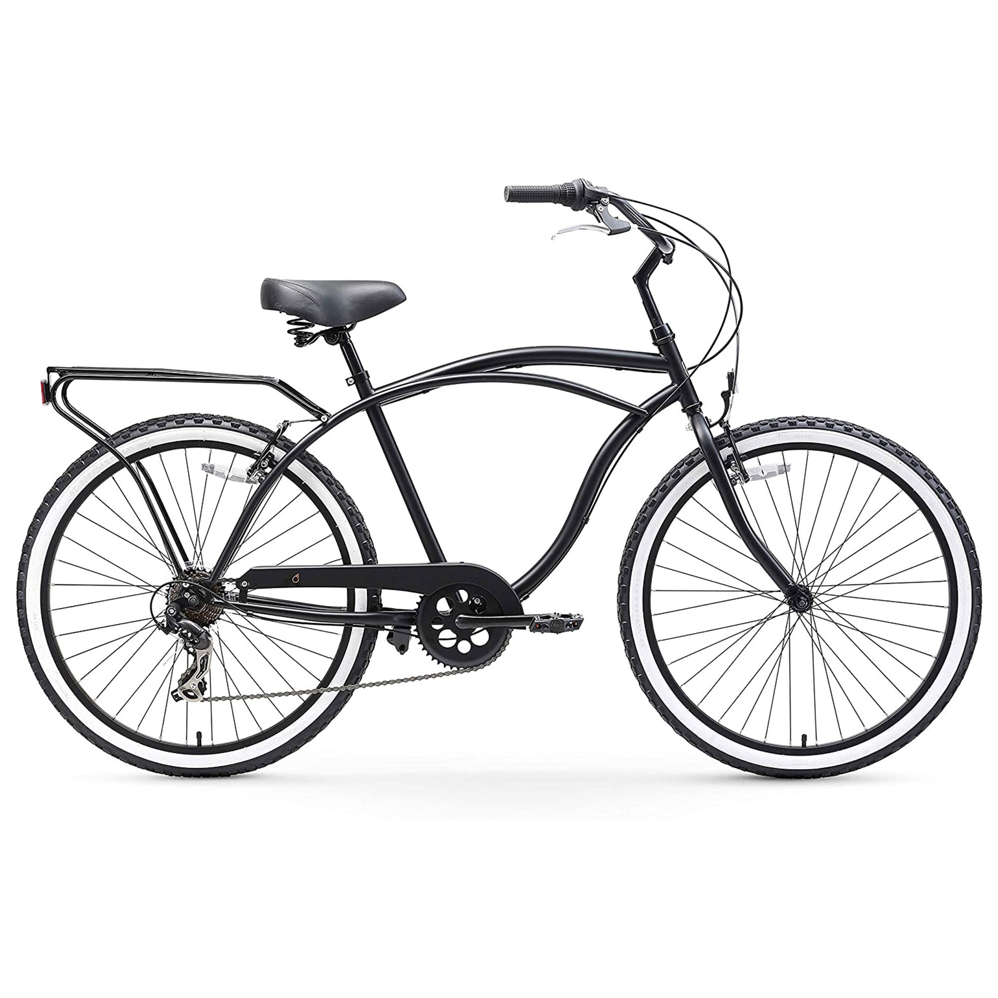 sixthreezero Men's Around the Block 21 Speed Beach Cruiser Bicycle, Matte Black