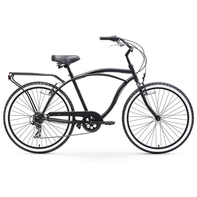 sixthreezero Men's Around the Block 21 Speed Beach Cruiser Bicycle, Matte Black
