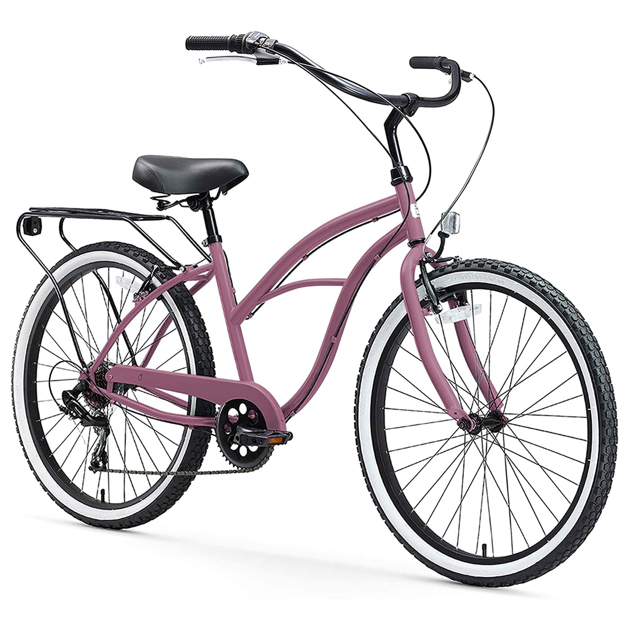 sixthreezero Women's Around the Block 7 Speed Beach Cruiser Bicycle, Light Plum