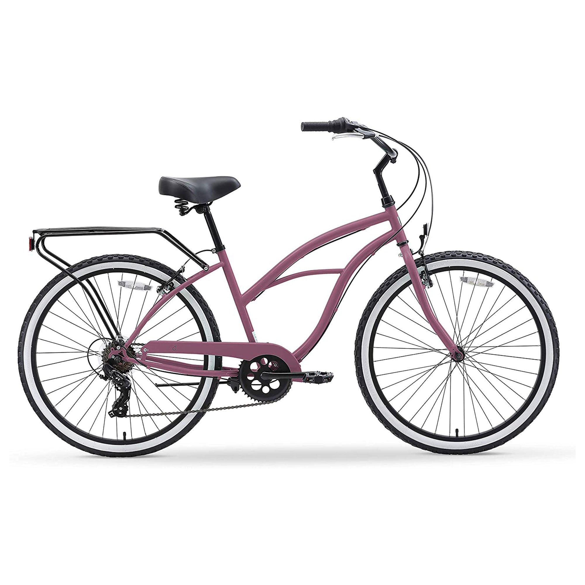 sixthreezero Women's Around the Block 7 Speed Beach Cruiser Bicycle, Light Plum