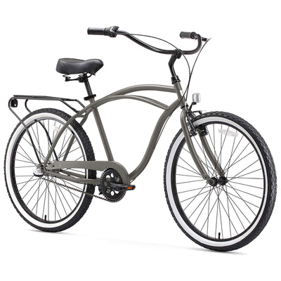 sixthreezero Men's Around the Block 21 Speed Beach Cruiser Bicycle, Matte Gray