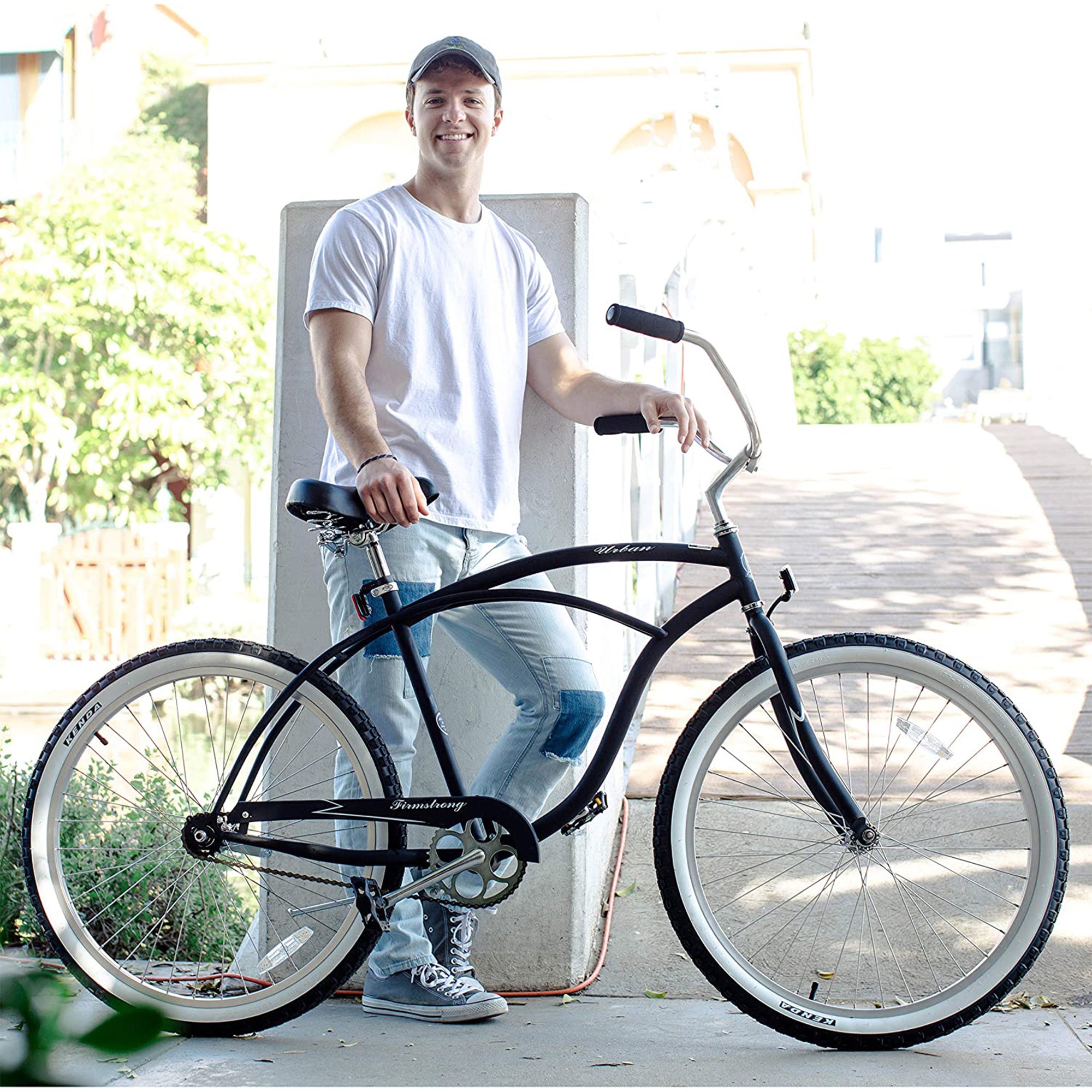 Firmstrong Urban Man Single Speed Mens 26 Inch Beach Cruiser Bicycle, Matte Blue