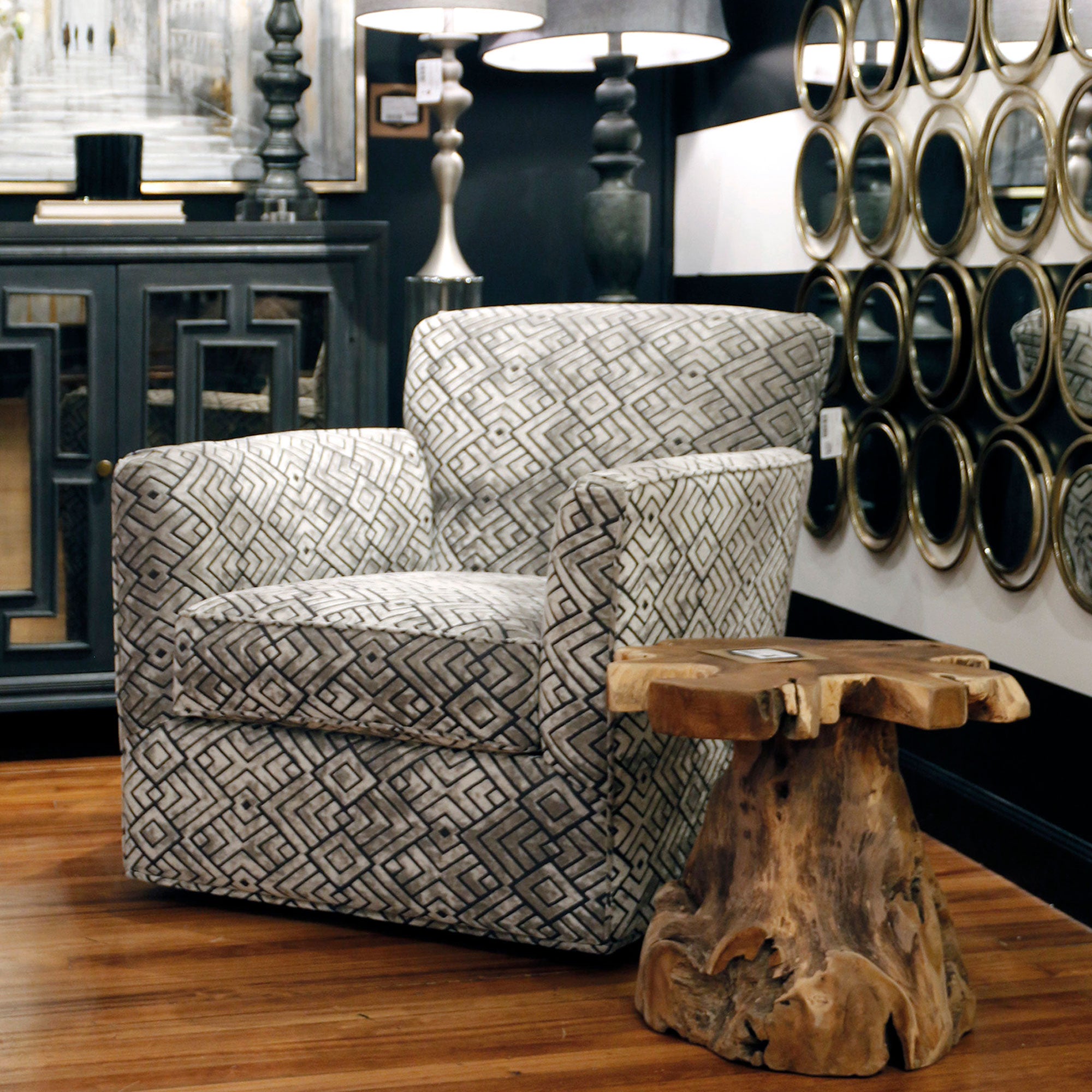 StyleCraft Home Collection Jakarta Live Edge and Trunk Natural Teak Accent Stool