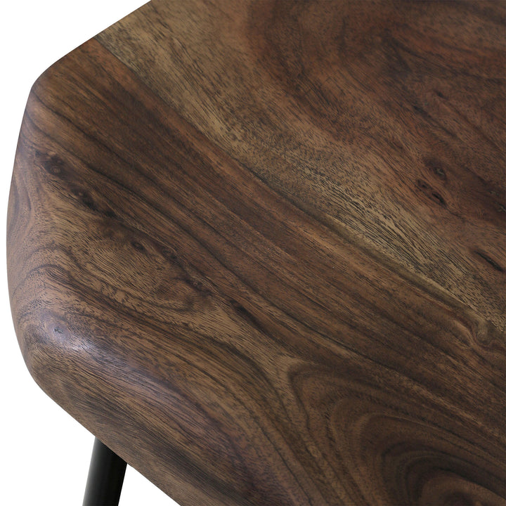 Counter Stool with Acacia Seat and Wrought Iron Base (Open Box)