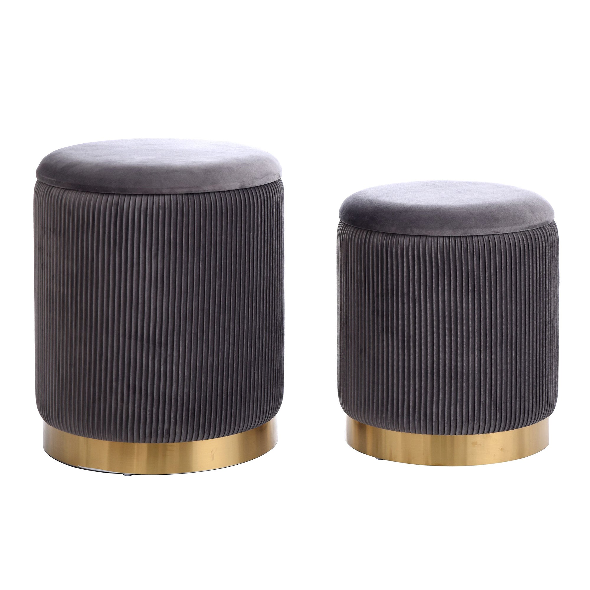 StyleCraft Home Collection Beecher Nesting Ottoman Set, Dark Grey (Set of 2)