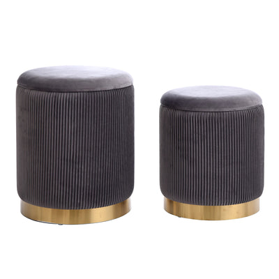 StyleCraft Home Collection Beecher Nesting Ottoman Set, Dark Grey (Set of 2)