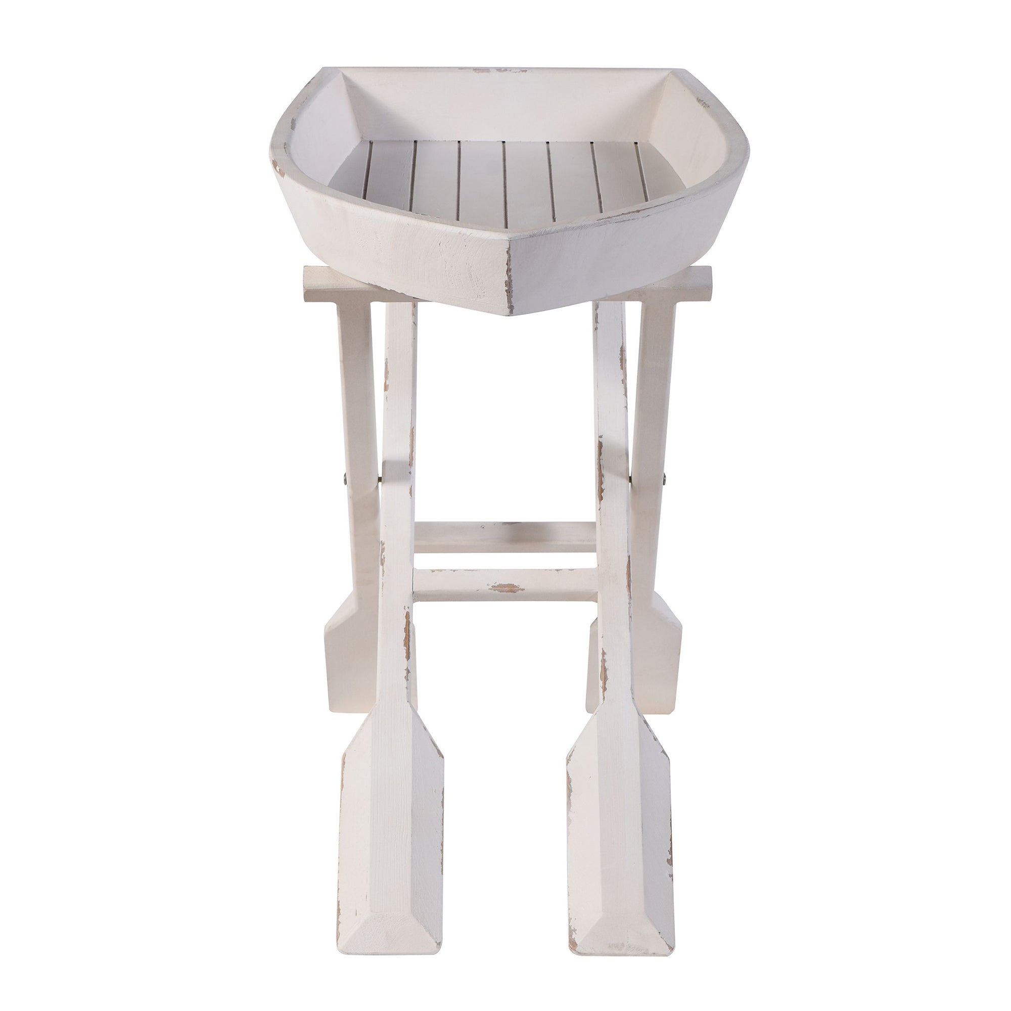 StyleCraft Home Collection Folding Nautical Distressed Boat Accent Table, Ivory