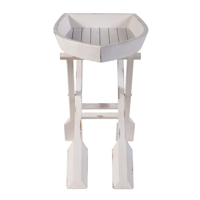 StyleCraft Home Collection Folding Nautical Distressed Boat Accent Table, Ivory