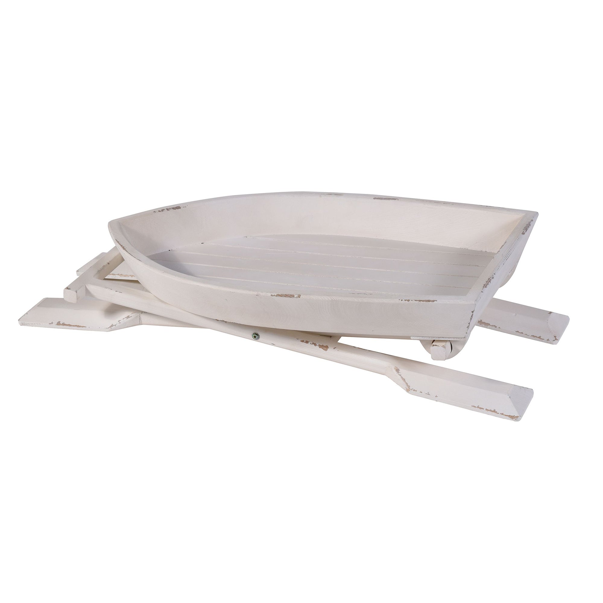 StyleCraft Home Collection Folding Nautical Distressed Boat Accent Table, Ivory