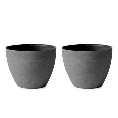 Tuileries Weathered Grey Round Planters, Weathered Grey, Set of 2 (Open Box)