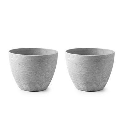 La Jolie Muse Tuileries 11.3 Inch Tall Marbled Outdoor Planter, Gray, Set of 2