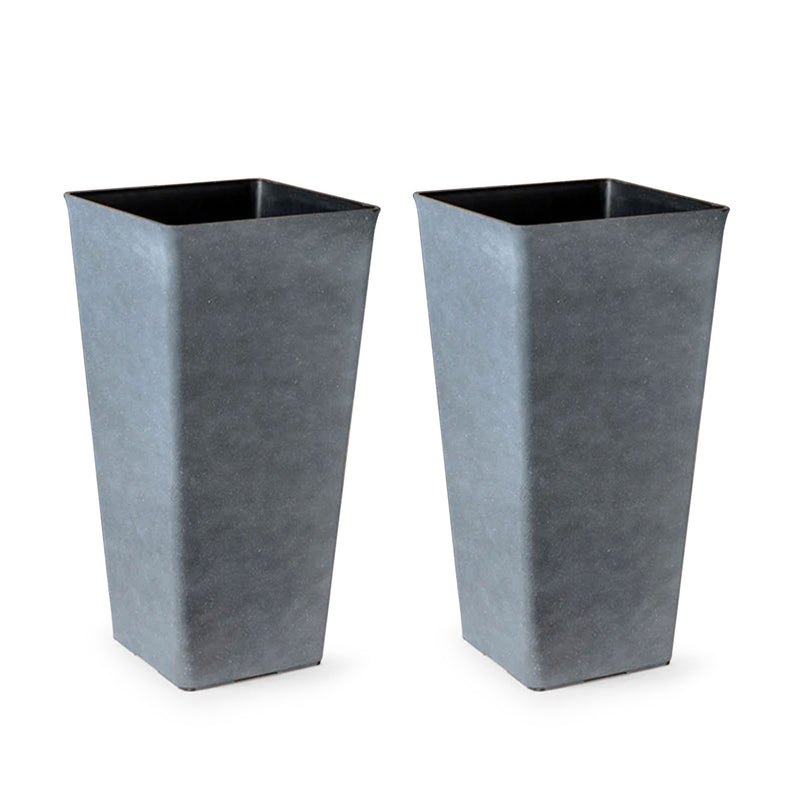 La Jolie Muse 26 Inch Tall Matte Outdoor Planter, Grey, Set of 2 (Used)