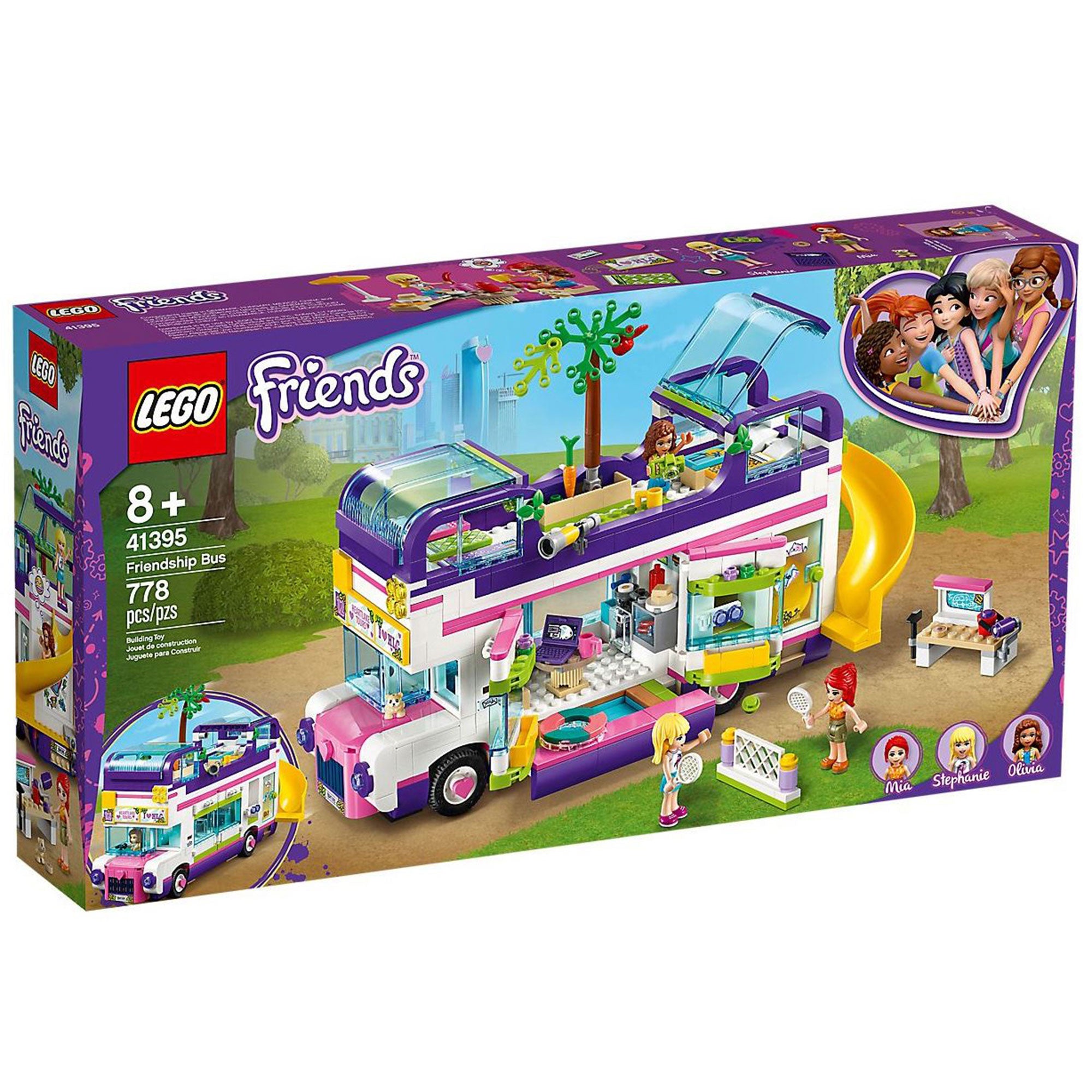 LEGO 41395 Friends Friendship Bus Set and 30580 Skiing Santa Claus Building Toy
