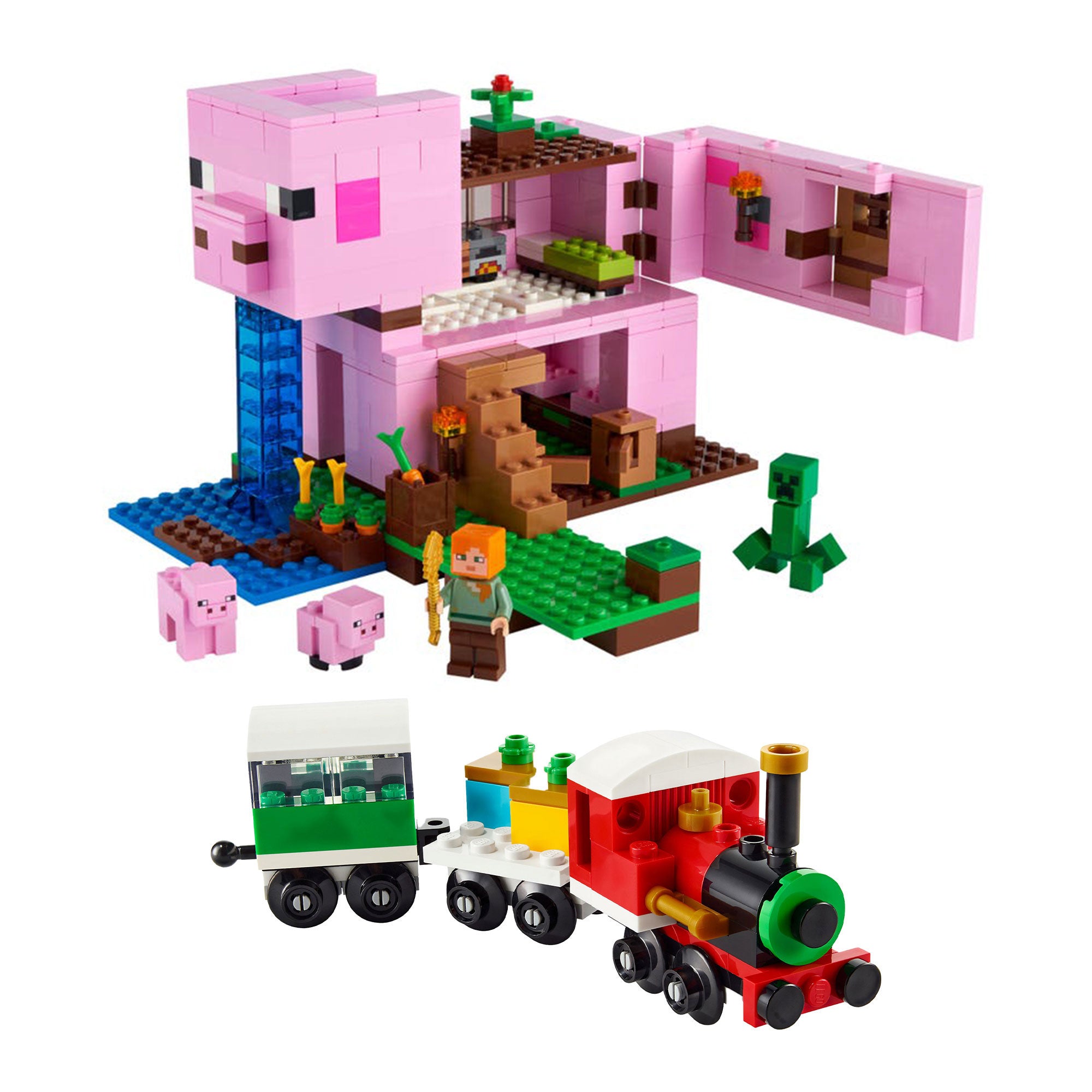 LEGO Minecraft The Pig House Playset with Creator 6379821 Winter Holiday Train