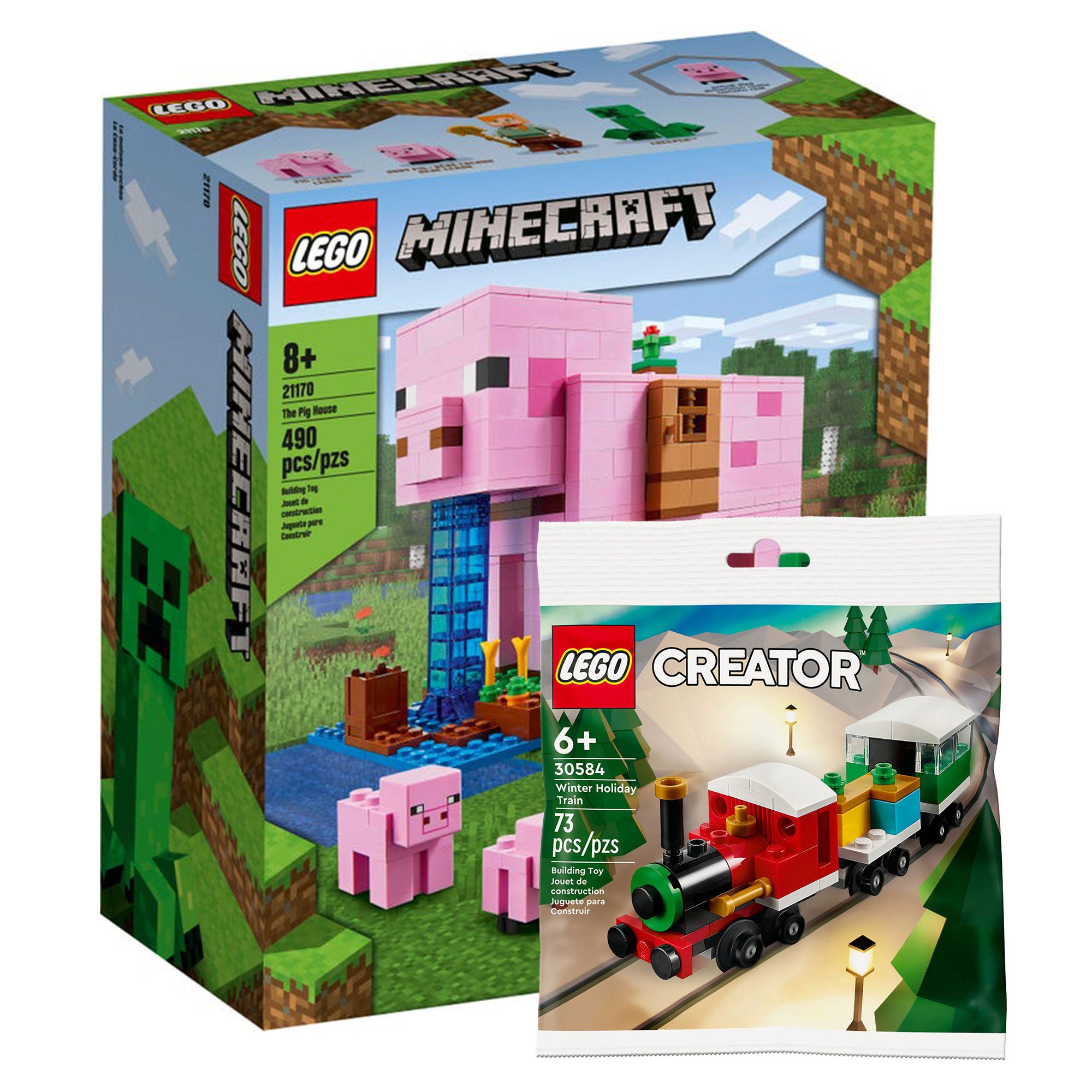 LEGO Minecraft The Pig House Playset with Creator 6379821 Winter Holiday Train