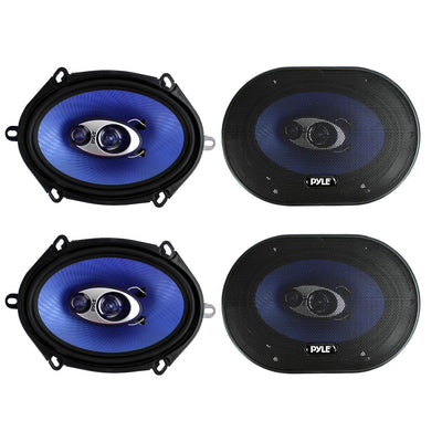 4) New Pyle PL573BL 5x7" 600 Watts 3-Way Car Coaxial Speakers Stereo Blue Four - VMInnovations