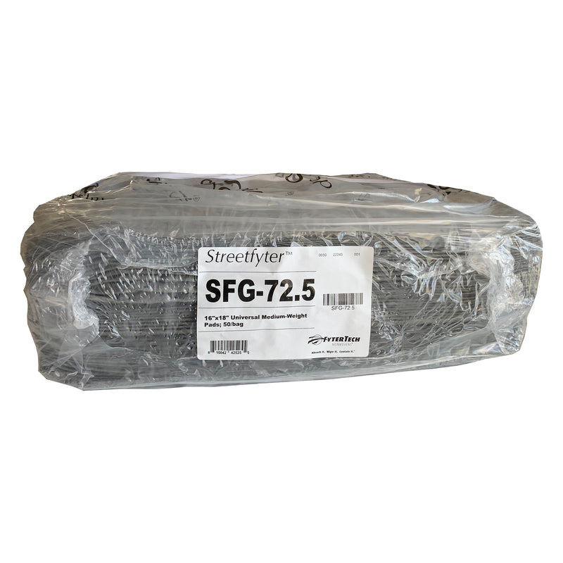 Streetfyter SFG-72.5 Universal 18" x 16" Sorbent Medium Weight Pads, 50 Ct, Gray
