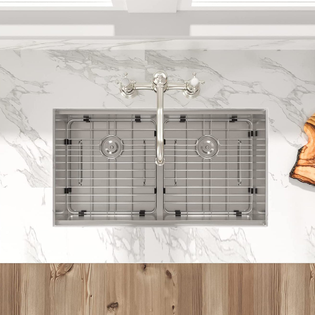 Sarlai 30 by 22 Inch Undermount Brushed Stainless Steel Double Bowl (Used) - VMInnovations