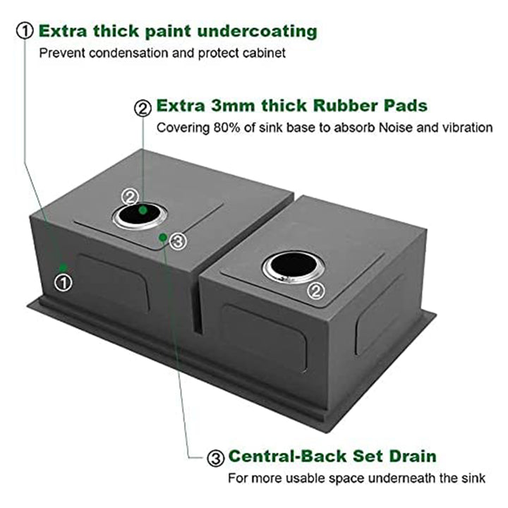 Sarlai 30x22 Inch Undermount Brushed Stainless Steel Double Bowl Sink(For Parts) - VMInnovations