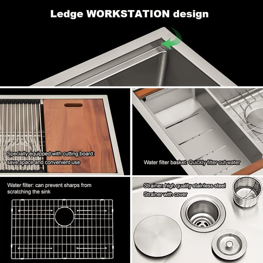 Sarlai 30x22 Inch Undermount Brushed Stainless Steel Double Bowl Sink(For Parts) - VMInnovations