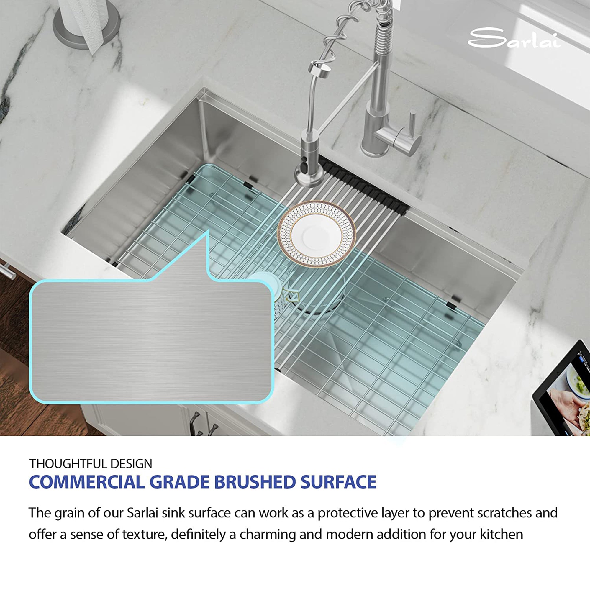 Sarlai 30"x18" Undermount Brushed Stainless Steel Single Bowl Kitchen Sink(Used) - VMInnovations